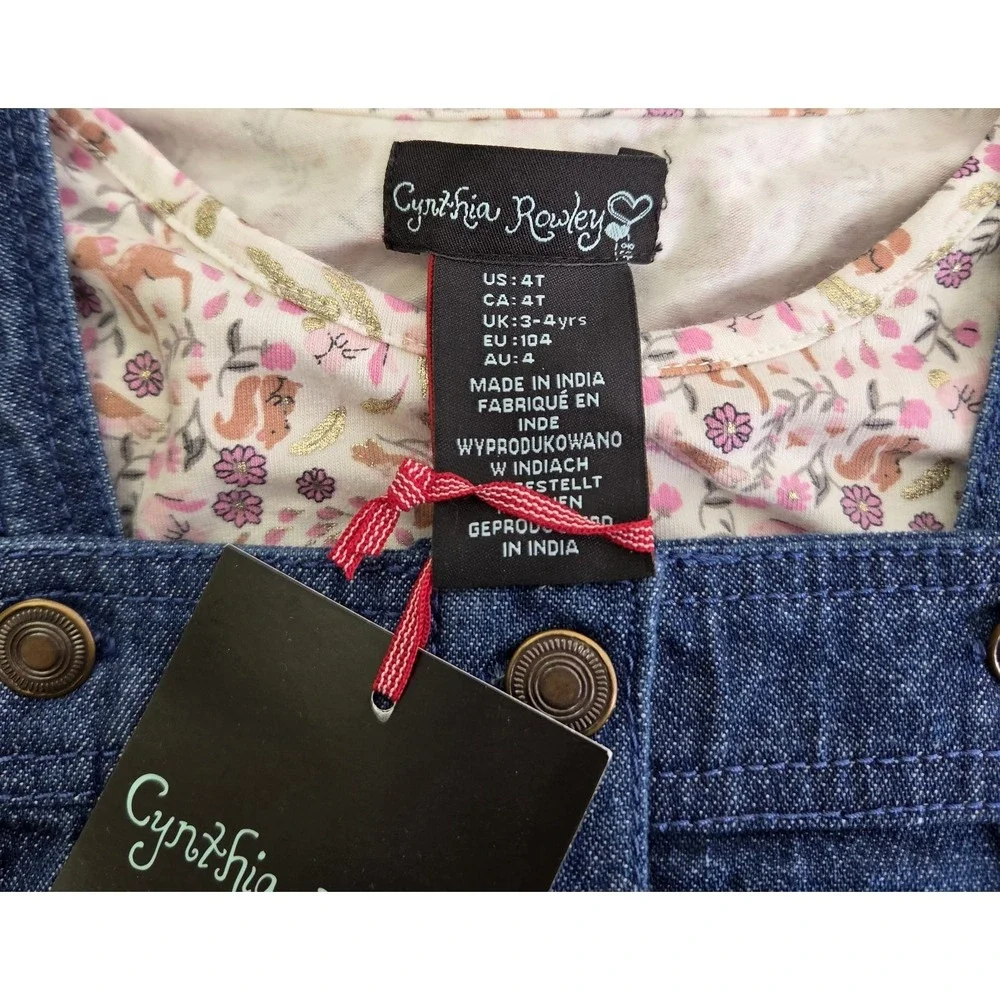 *NEW w/Tags Cynthia Rowley Dress Girls Size 4T Denim Dress Long Sleeve Shirt